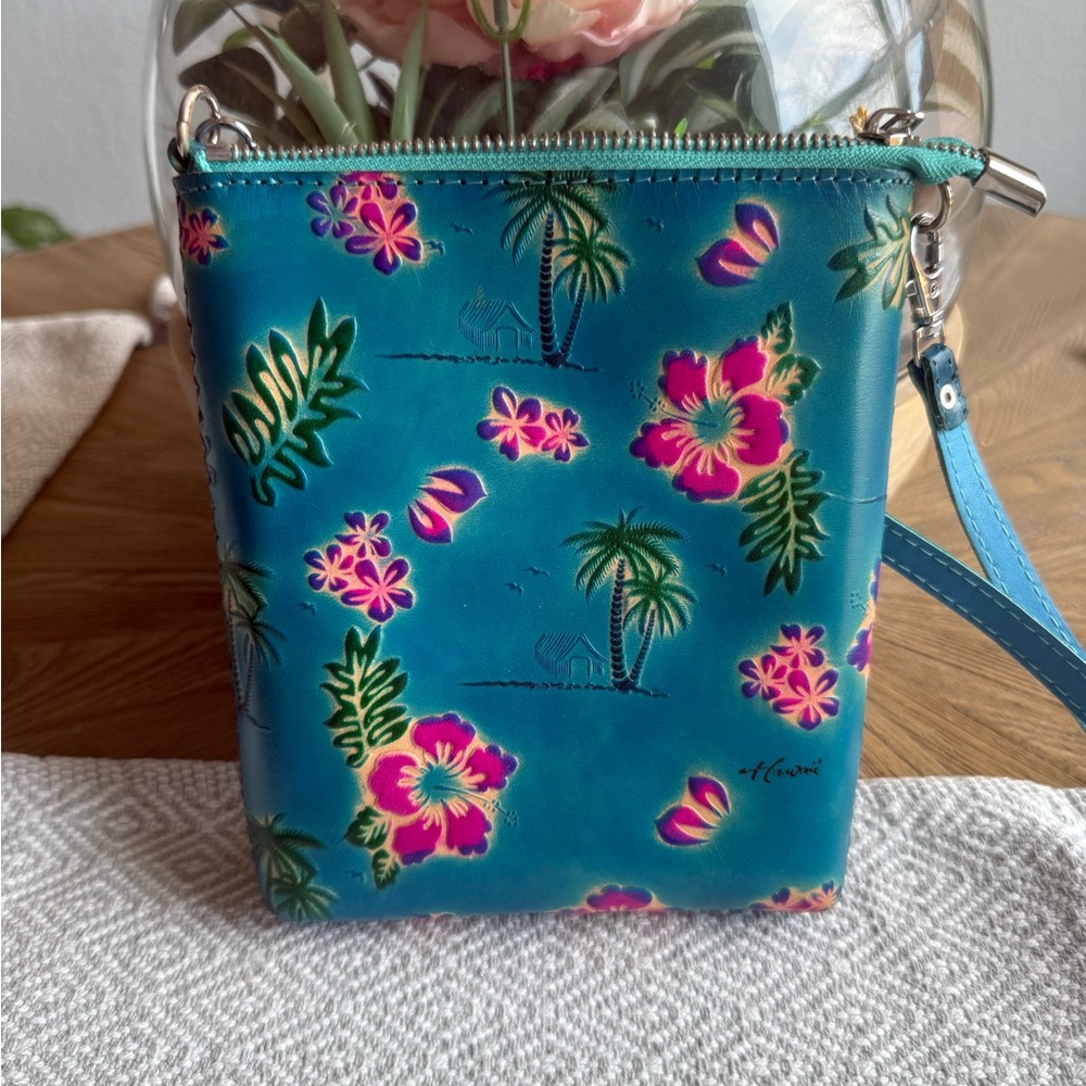 Tropical Blue Floral Crossbody Bag